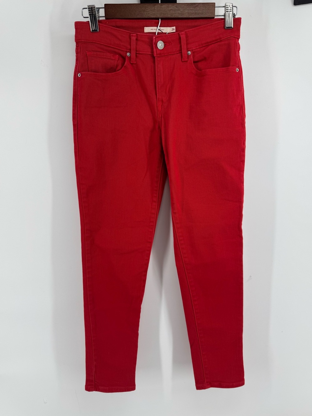 Levi Strauss Red mid-rise Skinny Jeans Size 26